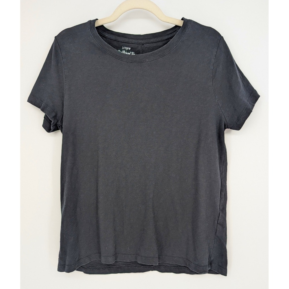 J.Crew Girlfriend Tee Womens Large Black‎ Short Sleeve Crew Neck Cotton Basic